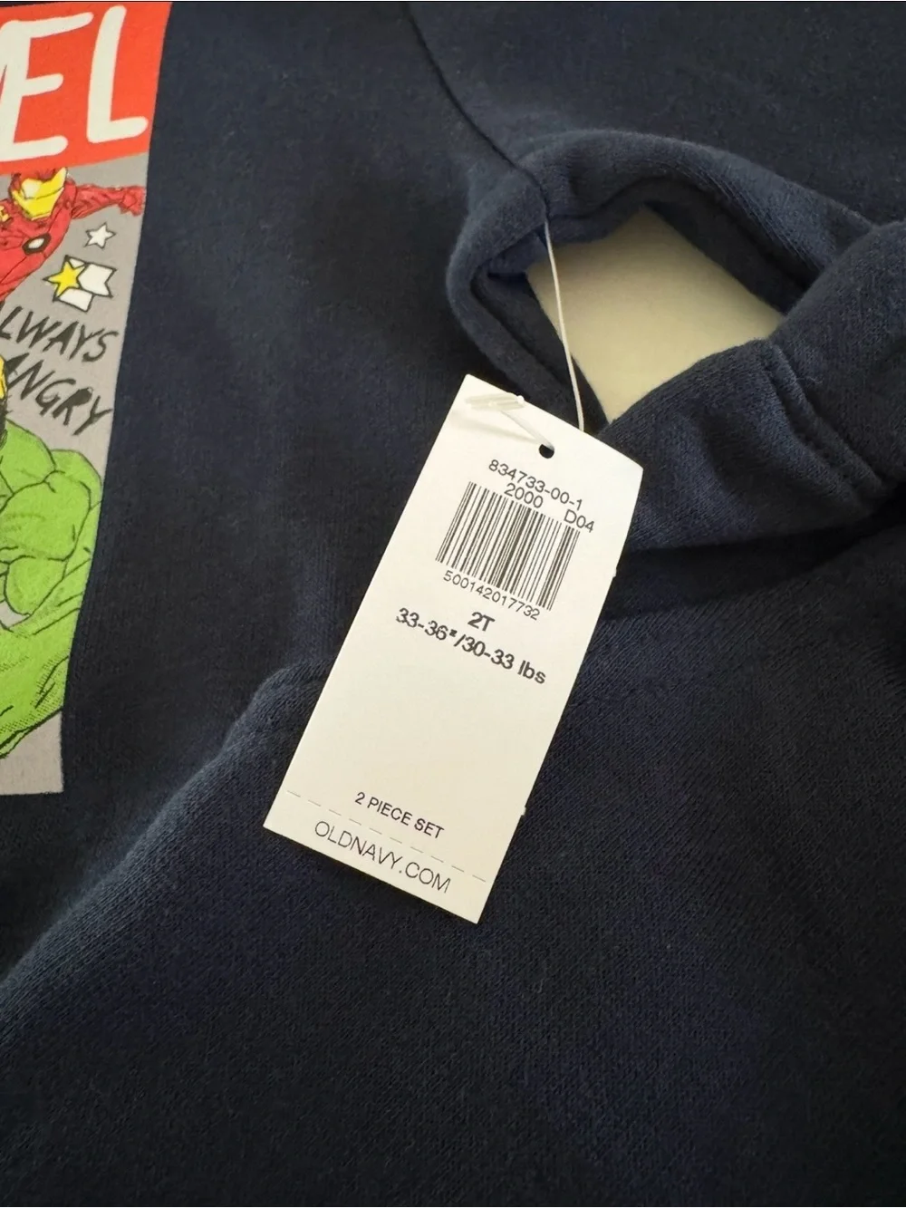 Old Navy Marvel Avengers Toddler Hoodie & Joggers Superhero Set 2T NEW